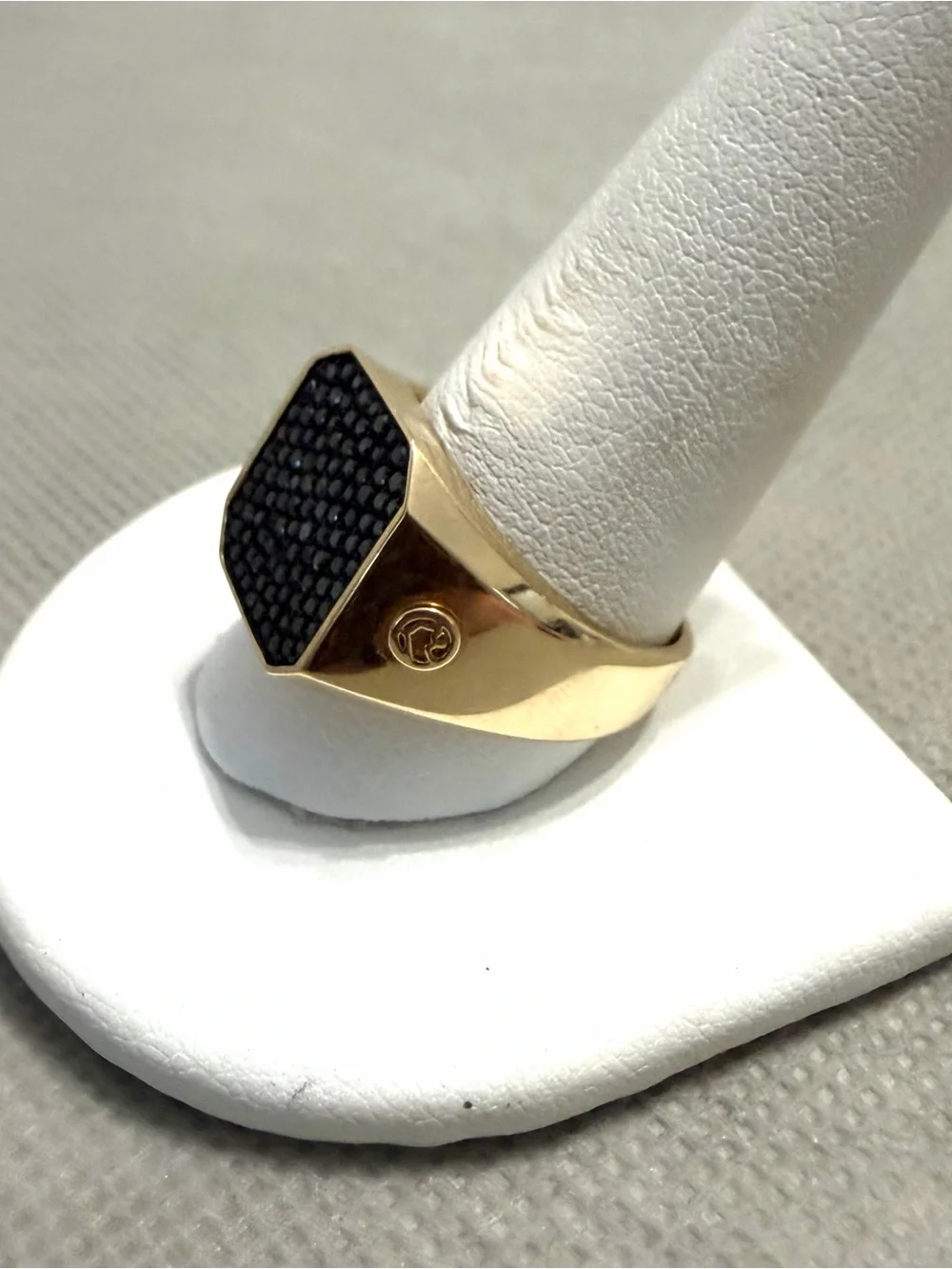 Men's Effy 14K Yellow Gold Black Diamond Signet Ring
